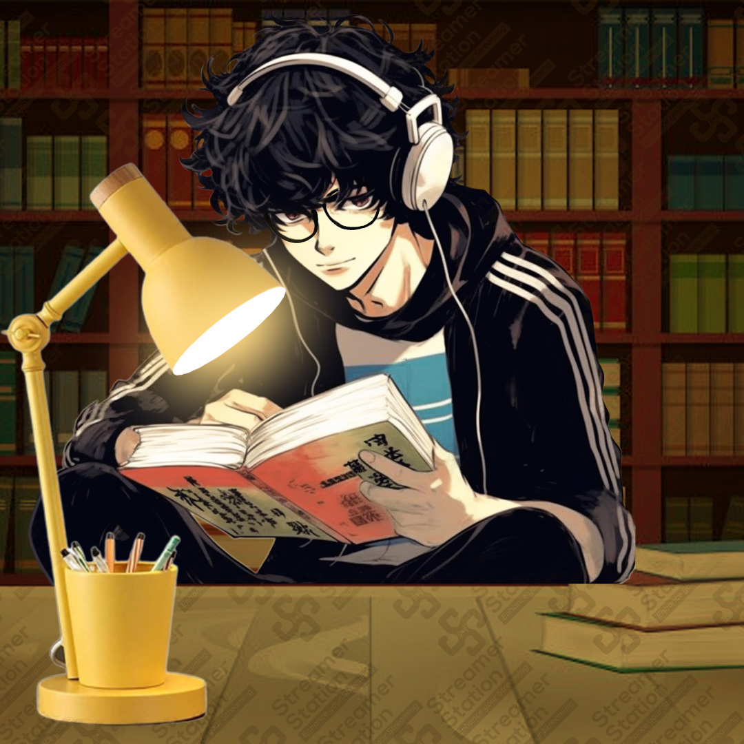 Static pfp A guy with glasses reading a book in library